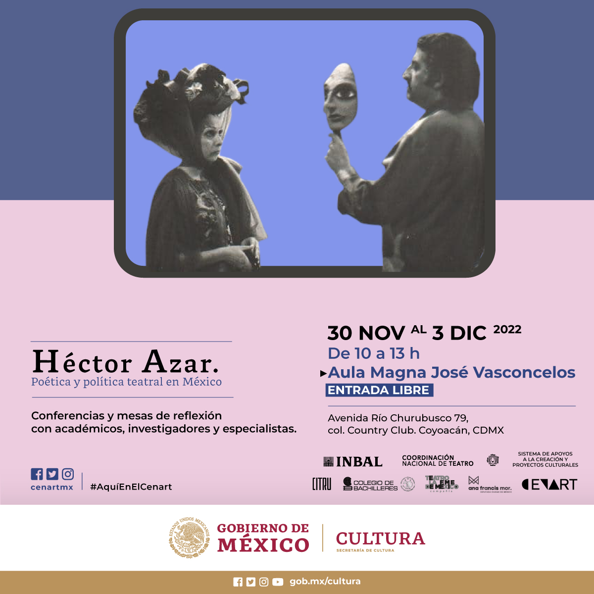 El Cenart será sede del Seminario Héctor Azar. Poética y política teatral en México