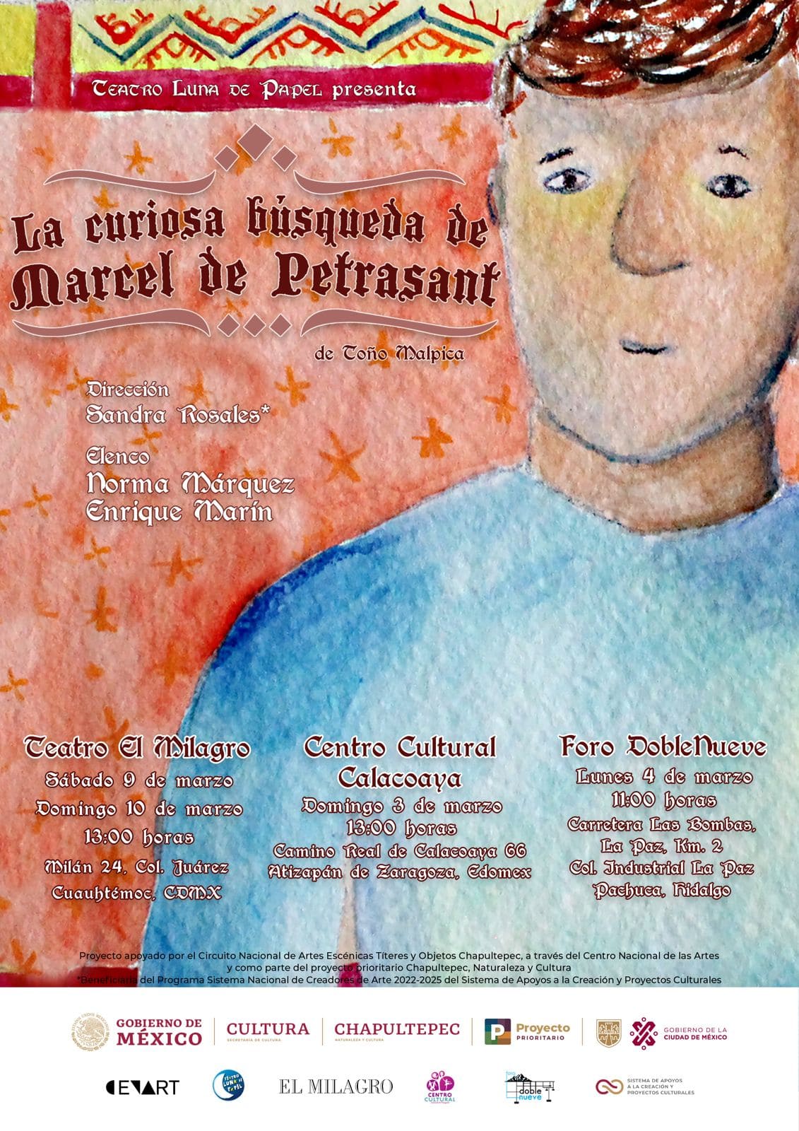 Teatro El Milagro recibirá a la obra infantil “La Curiosa Búsqueda de Marcel De Petrasant”, de la directora Sandra Rosales