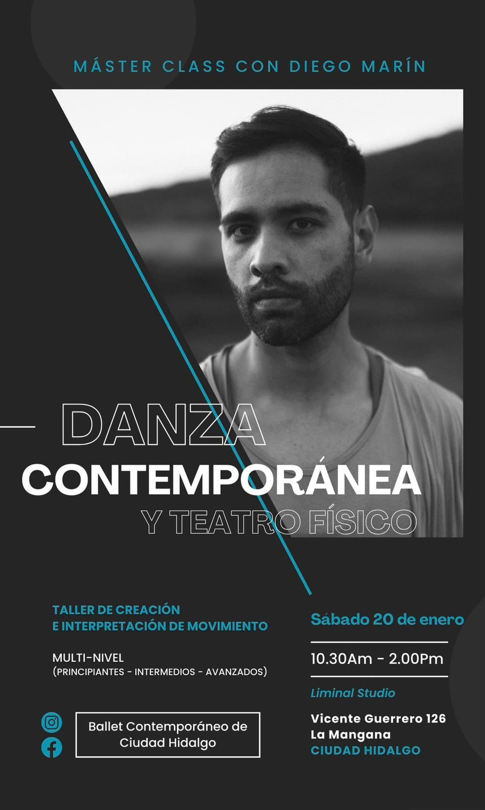 El artista Diego Marín ofrecerá clase magistral sobre Danza Contemporánea y Teatro Físico