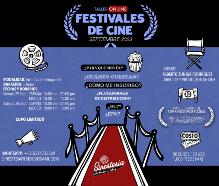Productora mexicana “Sinestesia Ads Media & Films” prepara taller de cine online sobre Festivales de Cine