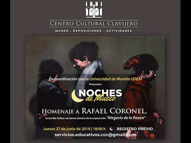 Clavijero ofrece recorrido nocturno por la mística obra de Rafael Coronel