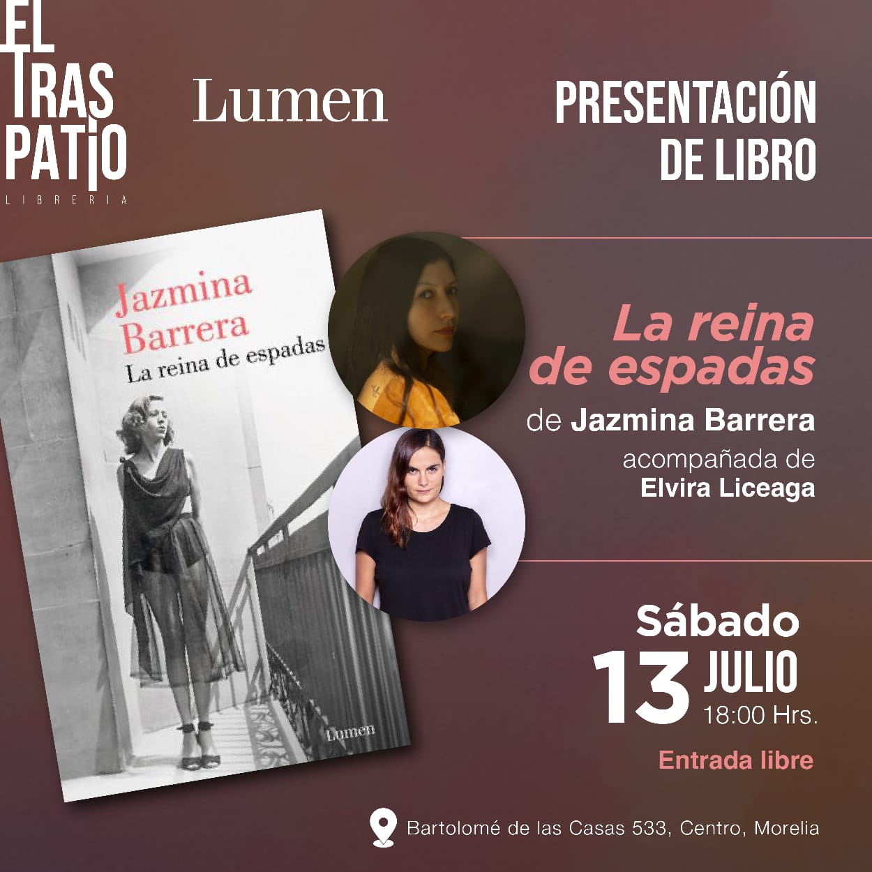 Jazmina Barrera presentará su más reciente libro en la librería “El Traspatio”