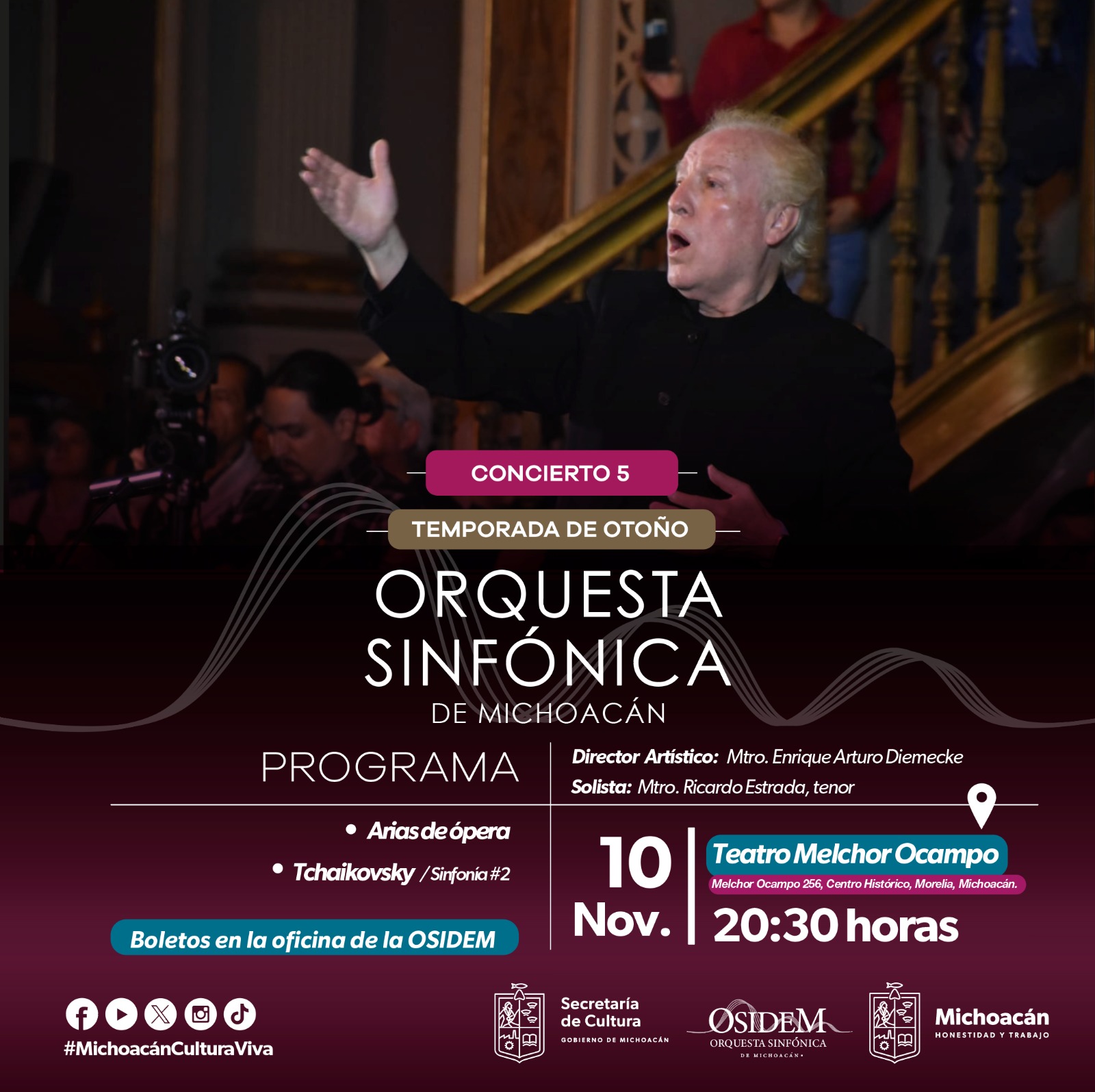 La Orquesta Sinfónica hará sonar arias de ópera en el Teatro Ocampo