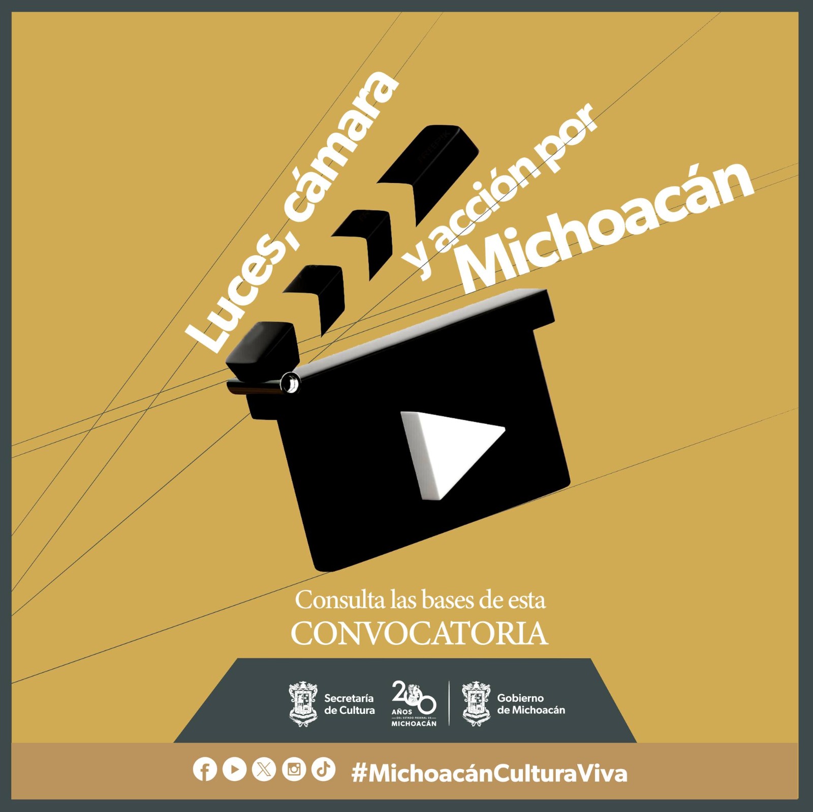 Participa en la convocatoria de cortometrajes “Luces, cámara y acción por Michoacán”